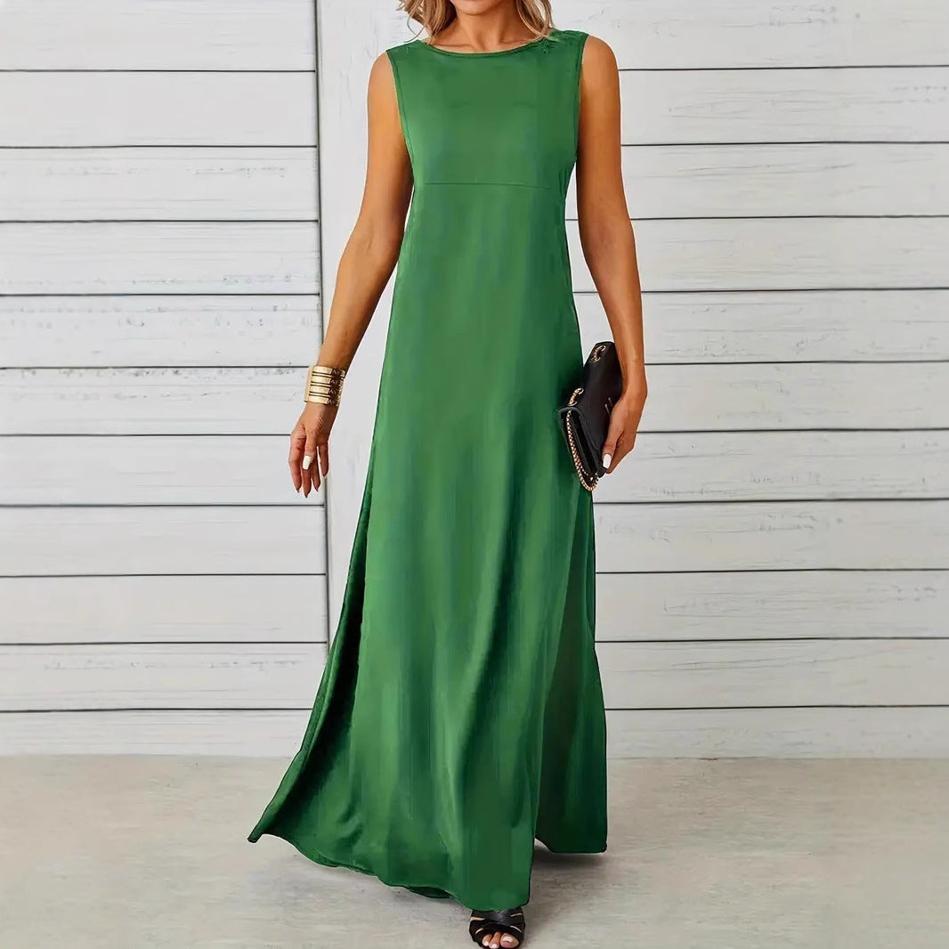 Robe Femme Sans Manches Coton Léger Coupe Décontractée Design Minimaliste Pour Été