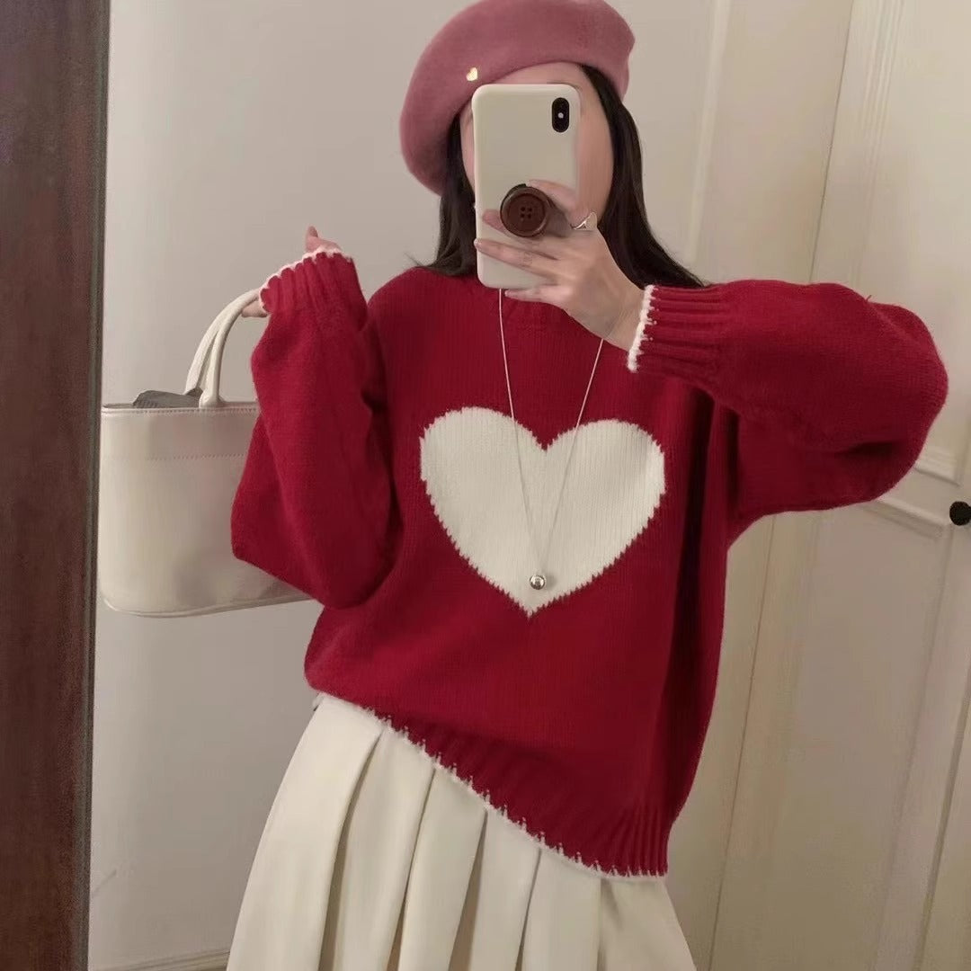 Damen angesagter Pullover mit Herzmotiv und lässigem Schnitt Amawinc