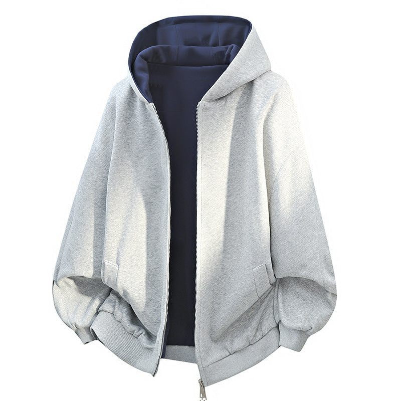 Damen Oversized Kapuzenjacke mit doppeltem Fleecefutter und seitlichen Taschen Amawinc