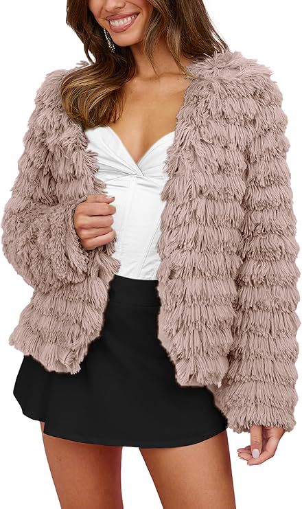 Damen leichte Strickjacke mit fransigem Design und lockerer Passform Amawinc