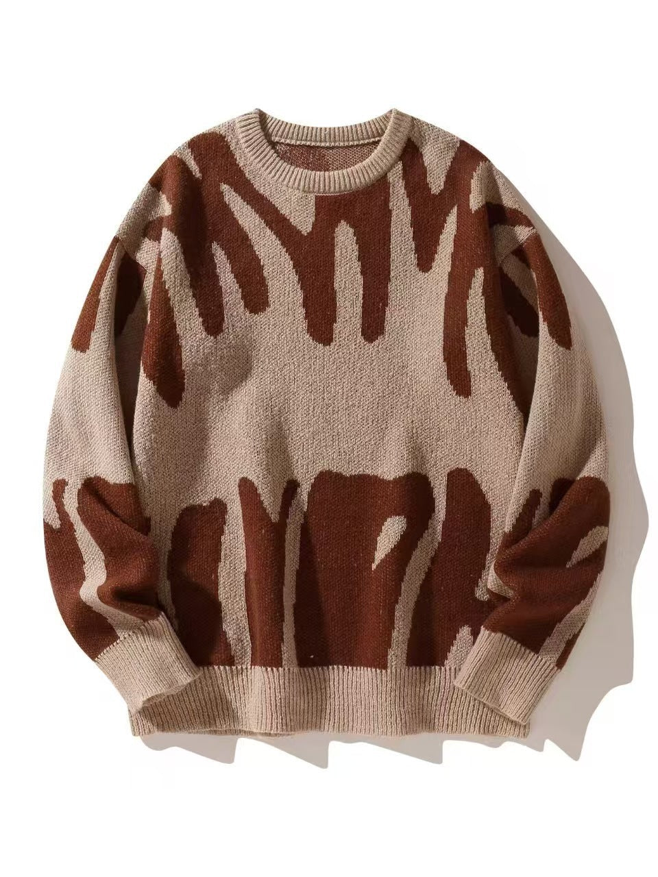 Pull En Maille Femme Coupe Décontractée Mélange De Laine Motif Jacquard Col Rond Manches Longues Nordique Flairs Amawinc