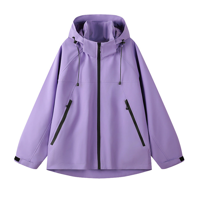 Damen technische Outdoor-Jacke mit verstellbarer Kapuze und funktionalen Reißverschlusstaschen Amawinc