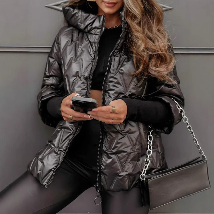 Damen Steppjacke mit hochabschließendem Kragen und breitem Ärmel Amawinc