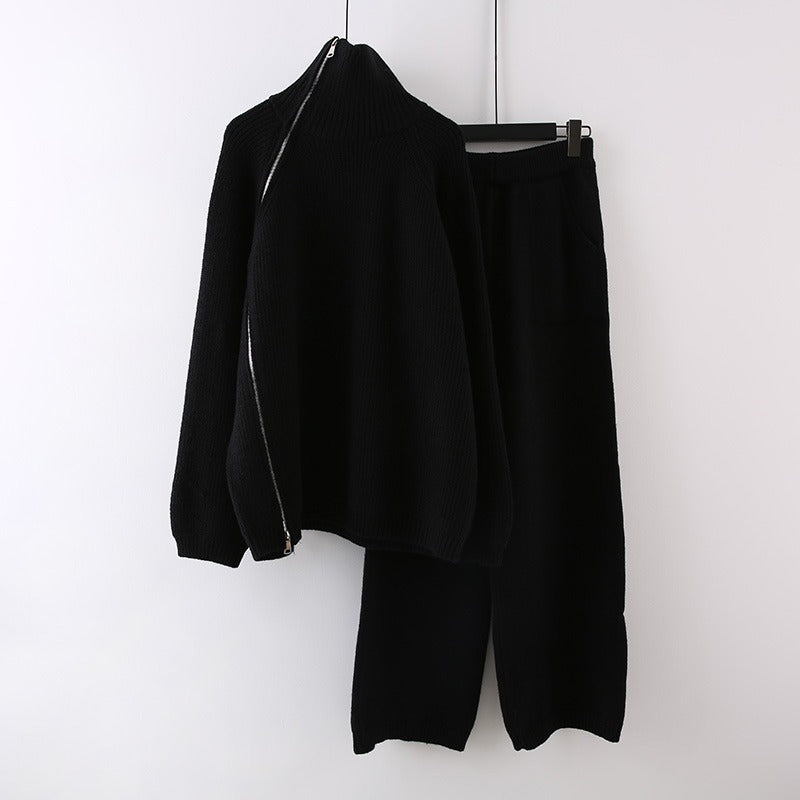 Damen Strickensemble mit Rollkragen und Reißverschluss Amawinc