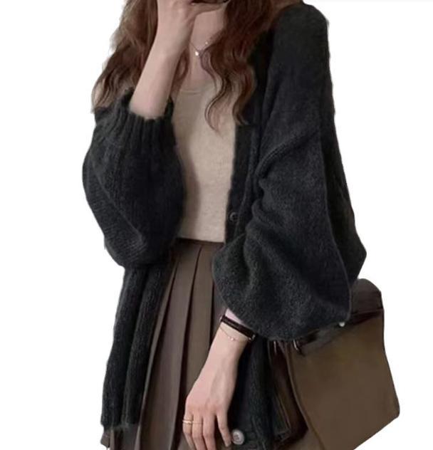 Damen Modische Strickjacke mit weiten Ärmeln und eleganten Details Amawinc