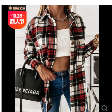 Damen Karomuster Überhemdjacke Amawinc