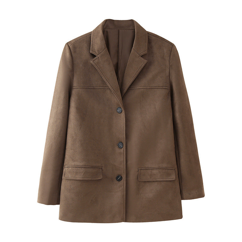 Damen Elegante Suede-Blazerjacke Amawinc