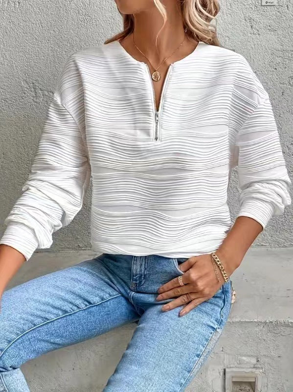Damen Moderner Sweatshirt mit Halbreißverschluss und strukturiertem Design Amawinc