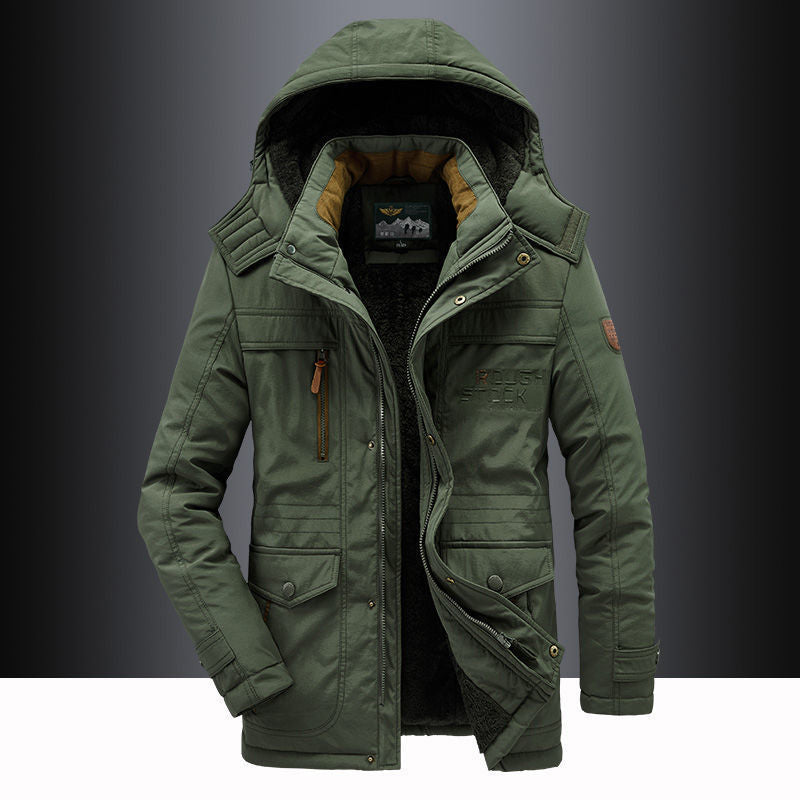 Parka Homme Chaud Doublure Polaire Capuche Mi Longue Longueur Cuisse pour Hiver Haute Fonctionnalité