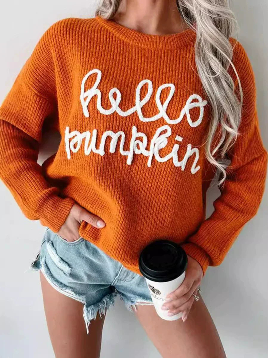 Pull Femme À Coupe Décontractée En Maille Mélangée De Laine Avec Texture Ribbée Et Détail Lettre