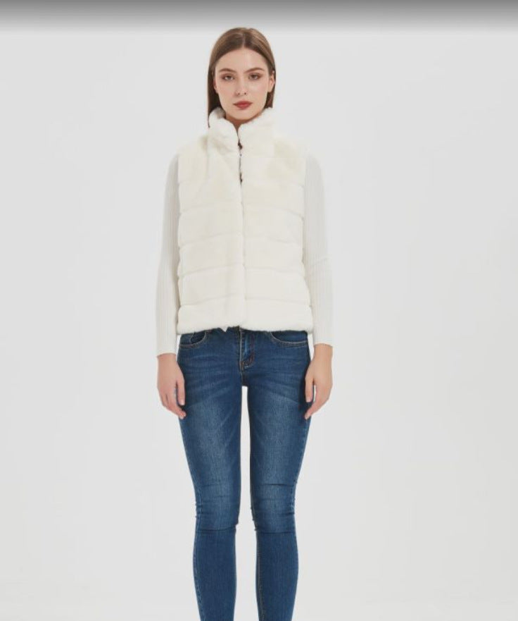 Damen Modische Steppweste mit hohem Kragen und praktischen Taschen Amawinc