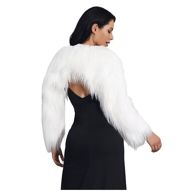 Damen Extravaganter Kunstpelzbolero mit elegantem Schnitt Amawinc