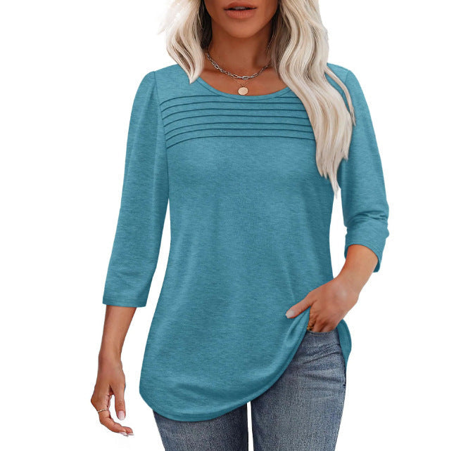 Damen Elegant geschnittenes Oberteil mit gerafften Details Amawinc