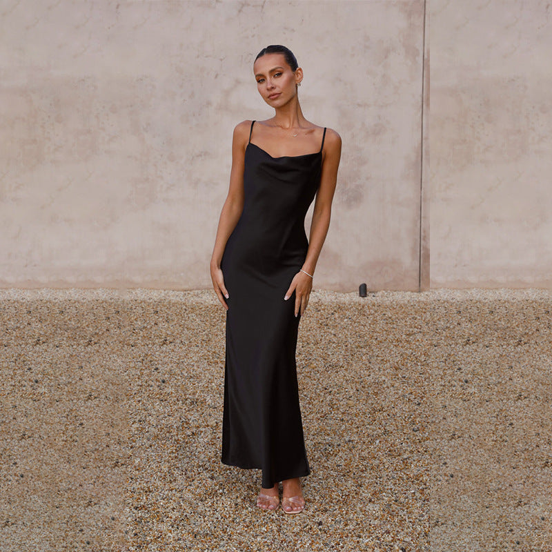 Damen Seidenmaxikleid mit elegantem Schnitt und schmeichelndem Design Amawinc