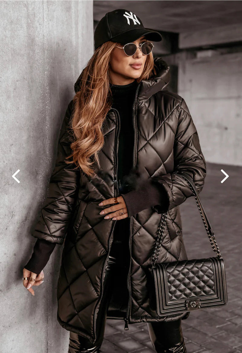 Damen Lässige Steppjacke mit Kapuze und praktischen Taschen Amawinc