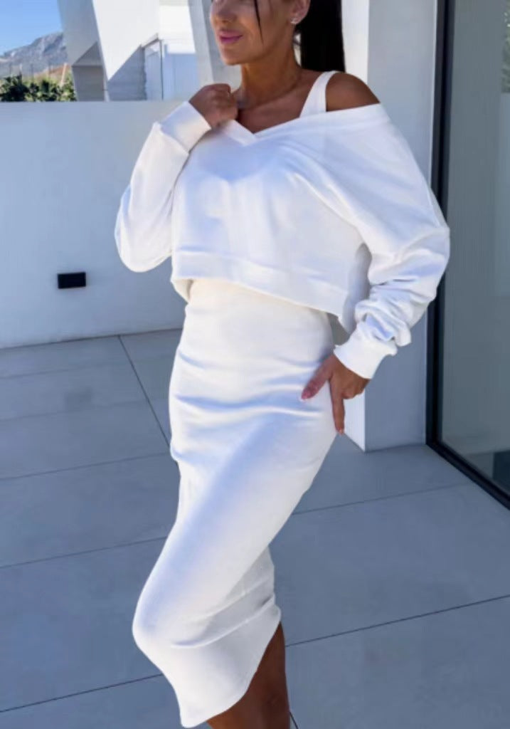 Damen Freizeit-Minikleid- und Sweater-Kombination Amawinc