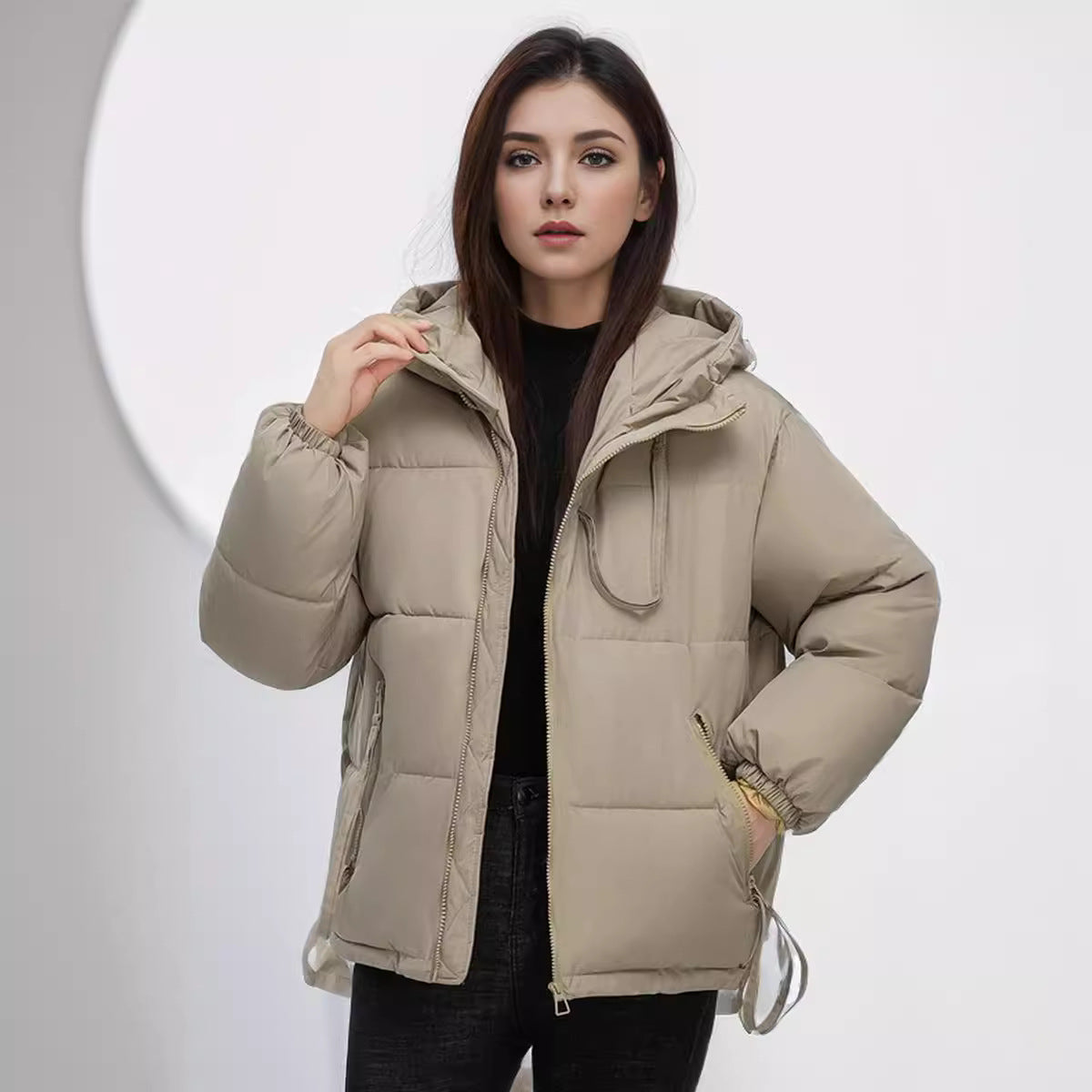 Damen wasserabweisende Winterjacke mit verstellbarer Kapuze und praktischen Taschen Amawinc