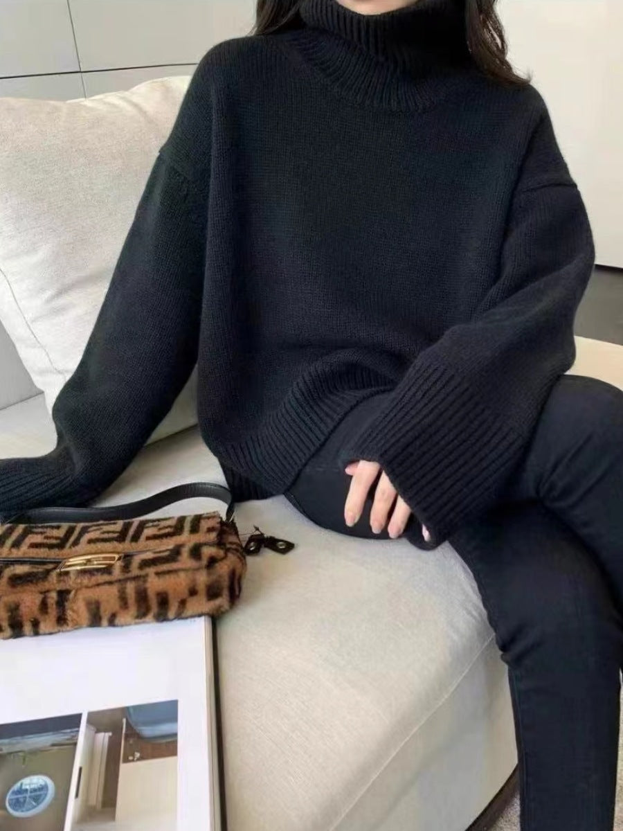 Damen Kuscheliger Rollkragenpullover aus hochwertigem Strick Amawinc