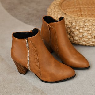 Damen modische Stiefeletten mit elegantem Reißverschluss Amawinc