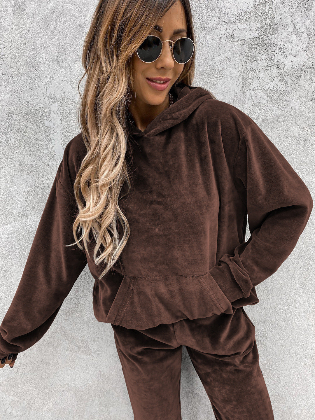 Damen kuscheliges Fleece-Set mit oversized Hoodie und bequemen Jogginghosen Amawinc