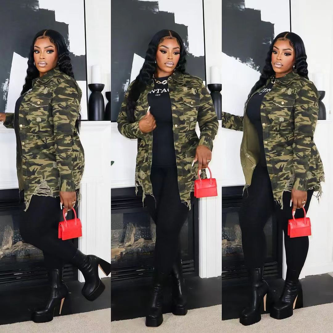 Damen modische Camouflage-Überwurfblick Amawinc