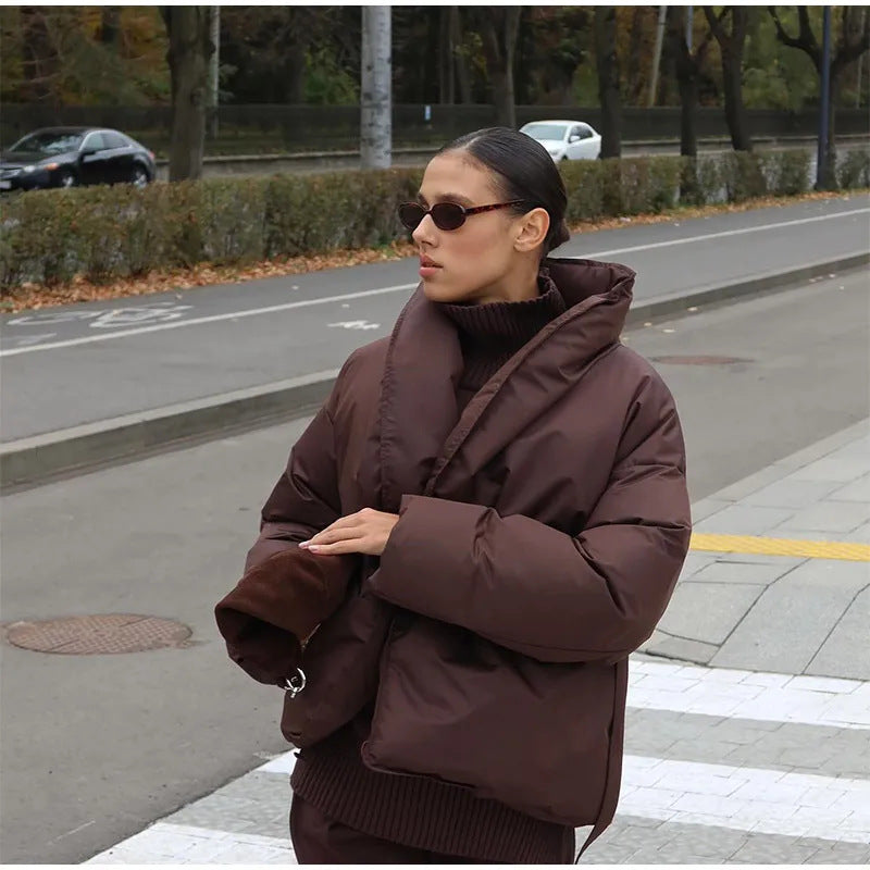 Damen Praktische und modische Daunenjacke mit Gürtel Amawinc