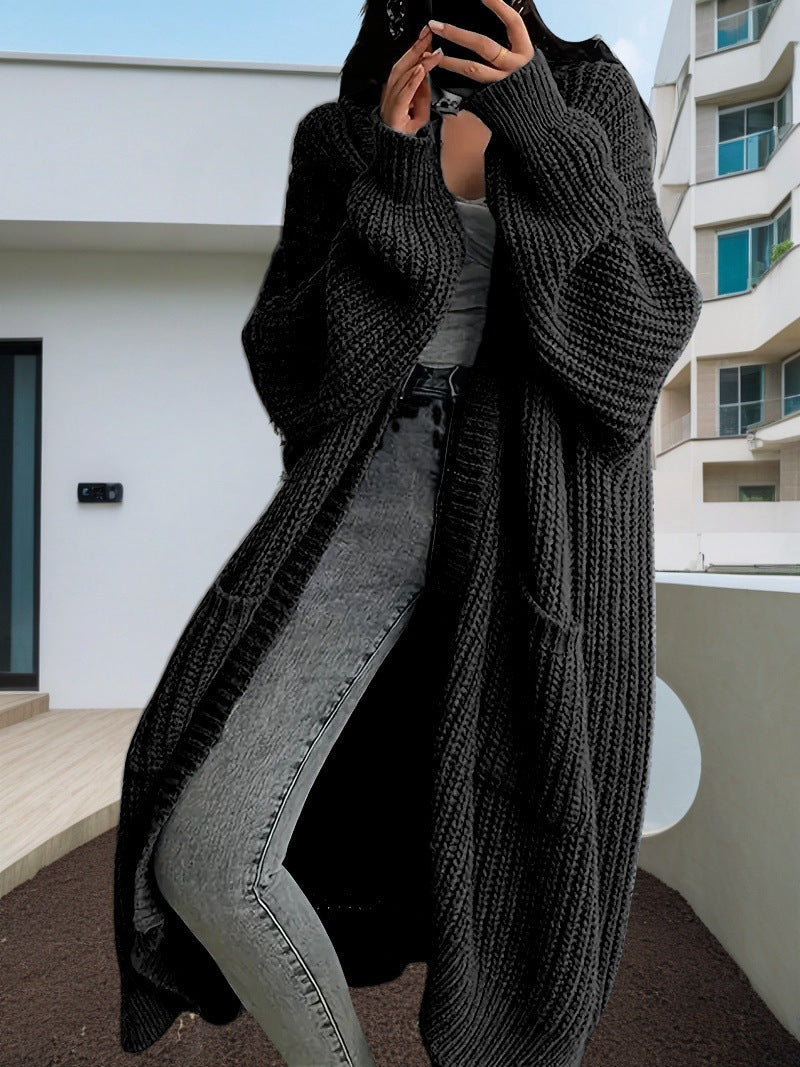 Damen Großer Strickcardigan mit lässiger Passform und großen Taschen Amawinc