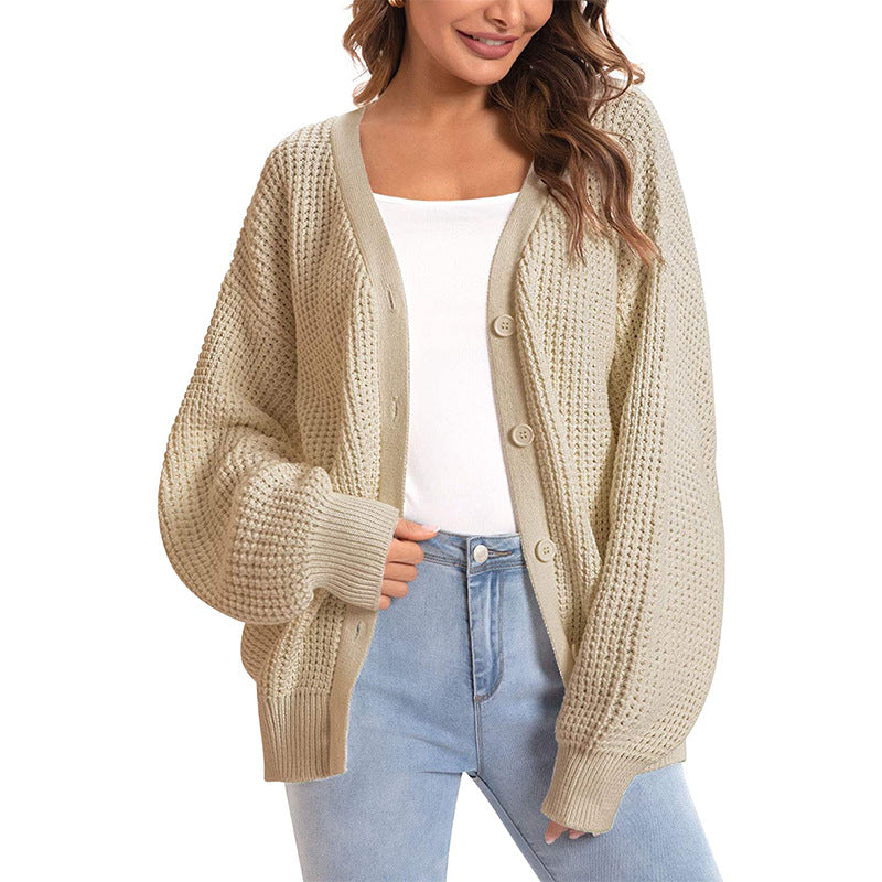 Damen Grober Strickcardigan mit offenem Design und lässigem Schnitt Amawinc