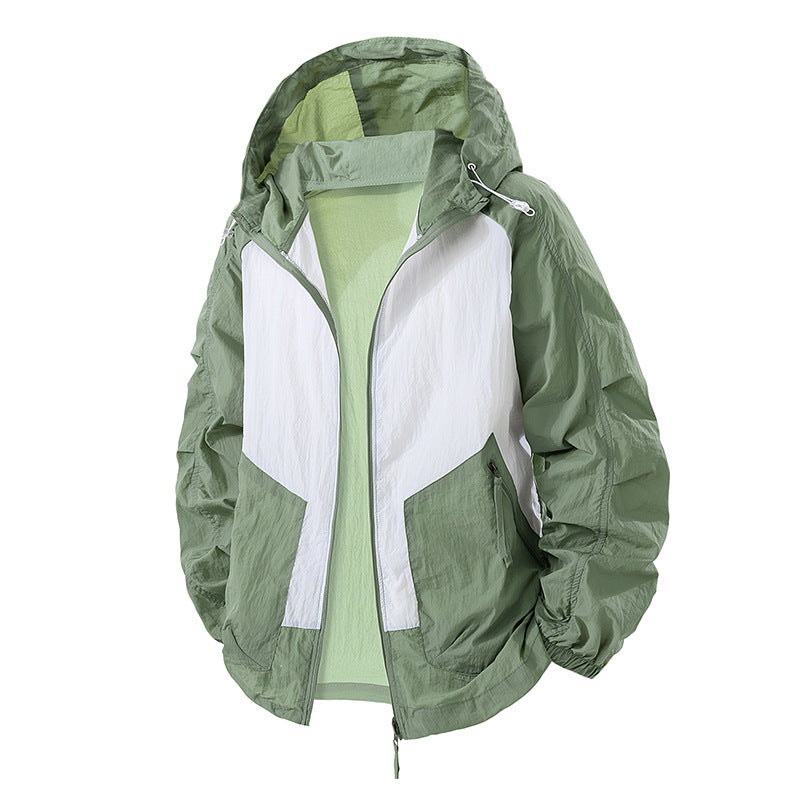 Damen leichte Windbreaker-Jacke mit verstellbarem Kapuzenkragen und atmungsaktiven Eigenschaften Amawinc