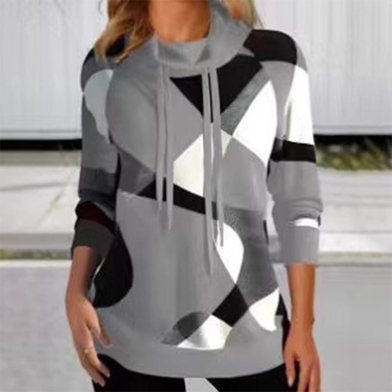 Damen Kapuzenpullover mit geometrischem Muster und hoher Passform Amawinc