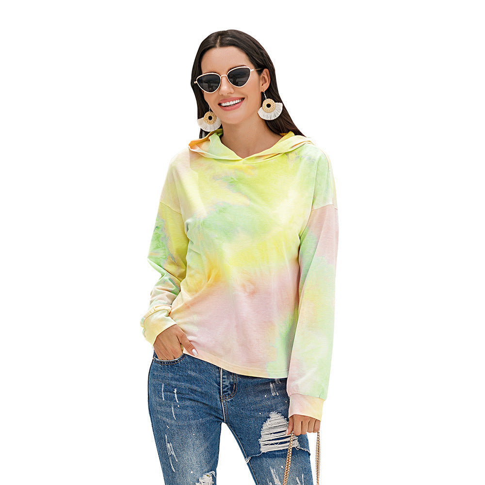 Damen lässiger Kapuzenpullover mit modernem Tie-Dye-Design Amawinc