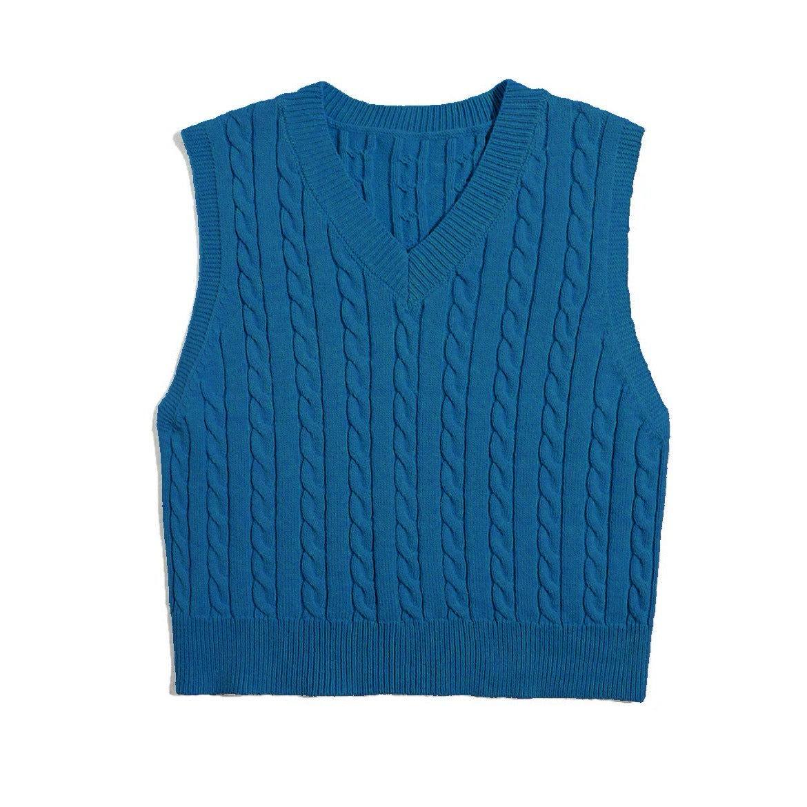 Damen Strickweste mit V-Ausschnitt und Zopfmuster Amawinc