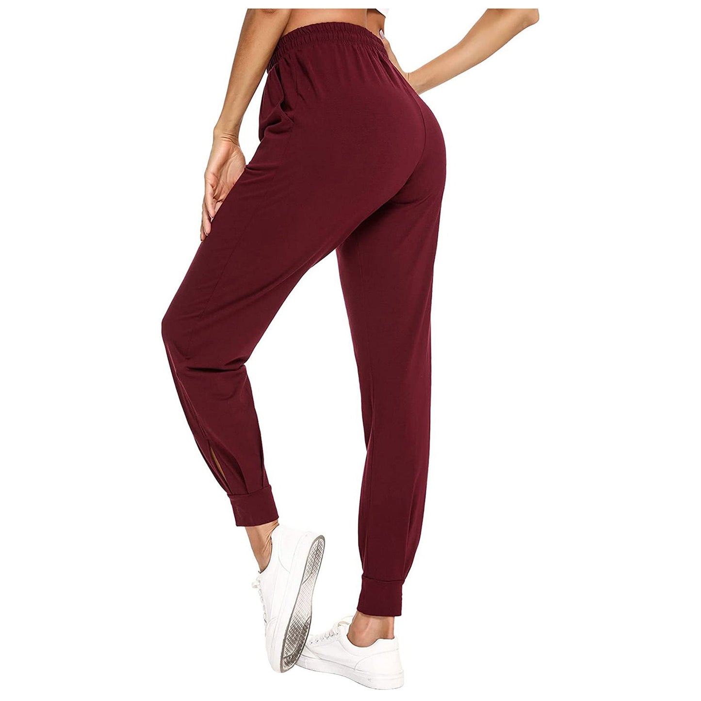 Damen Bequeme Sporthose mit elastischem Bund und seitlichen Taschen Amawinc