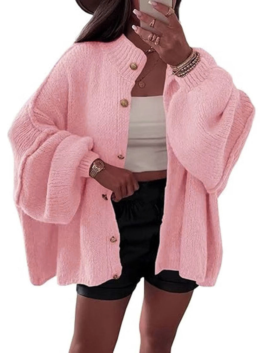 Damen Flauschige Strickjacke mit überschnittenen Schultern Amawinc
