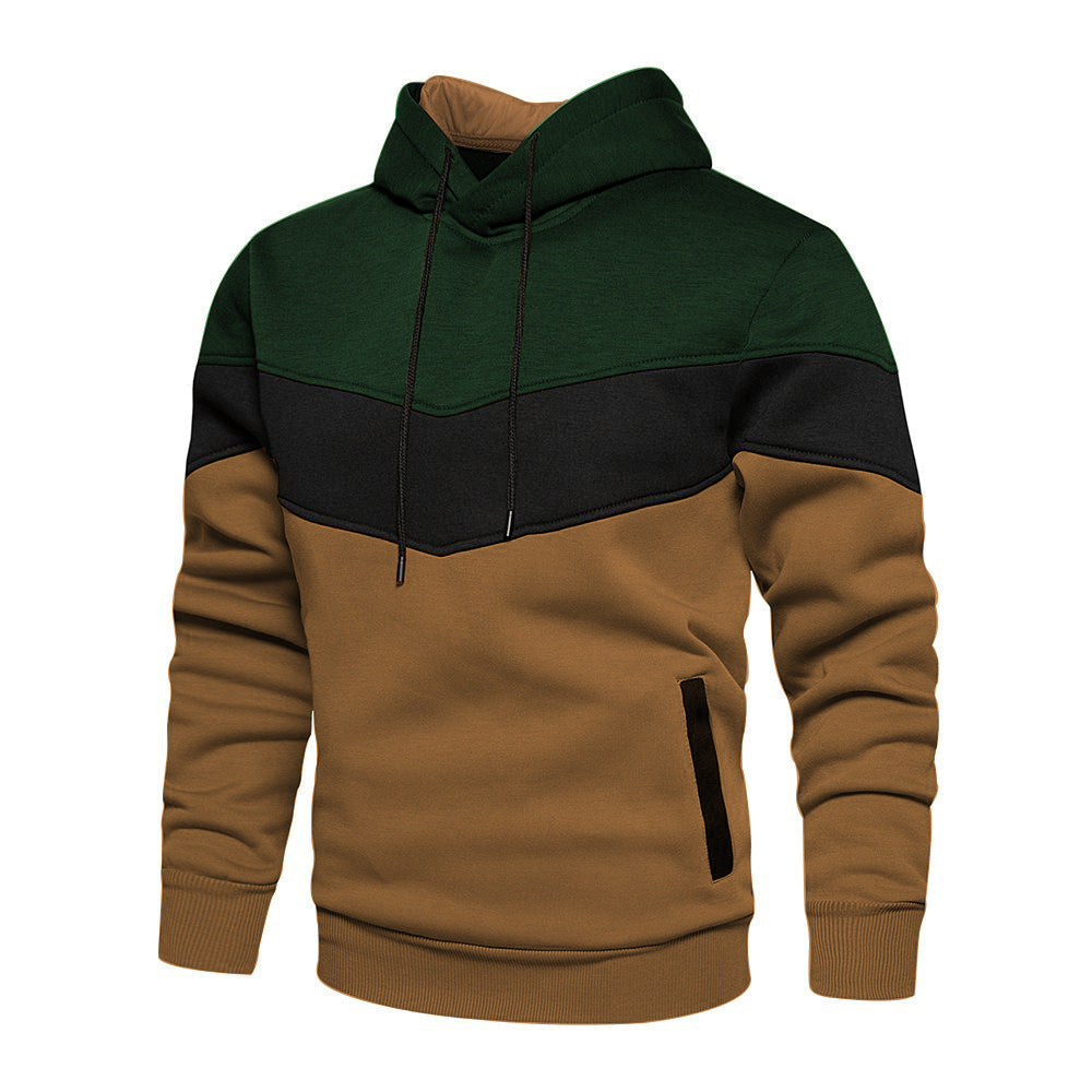 Sweat À Capuche En Mélange De Coton Colorblock Avec Poches Latérales Coupe Décontractée Pour Homme