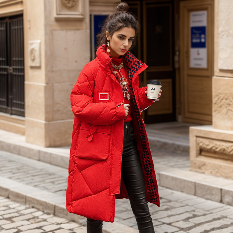 Damen gefütterter langärmliger Winterparka mit verstellbarem Kapuzenkragen und praktischen Taschen Amawinc