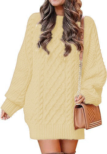 Damen Großer Strickpullover mit Zopfmuster und lässigem Schnitt Amawinc