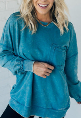 Damen Lässiger Oversized-Sweatshirt mit Rüschendetails Amawinc