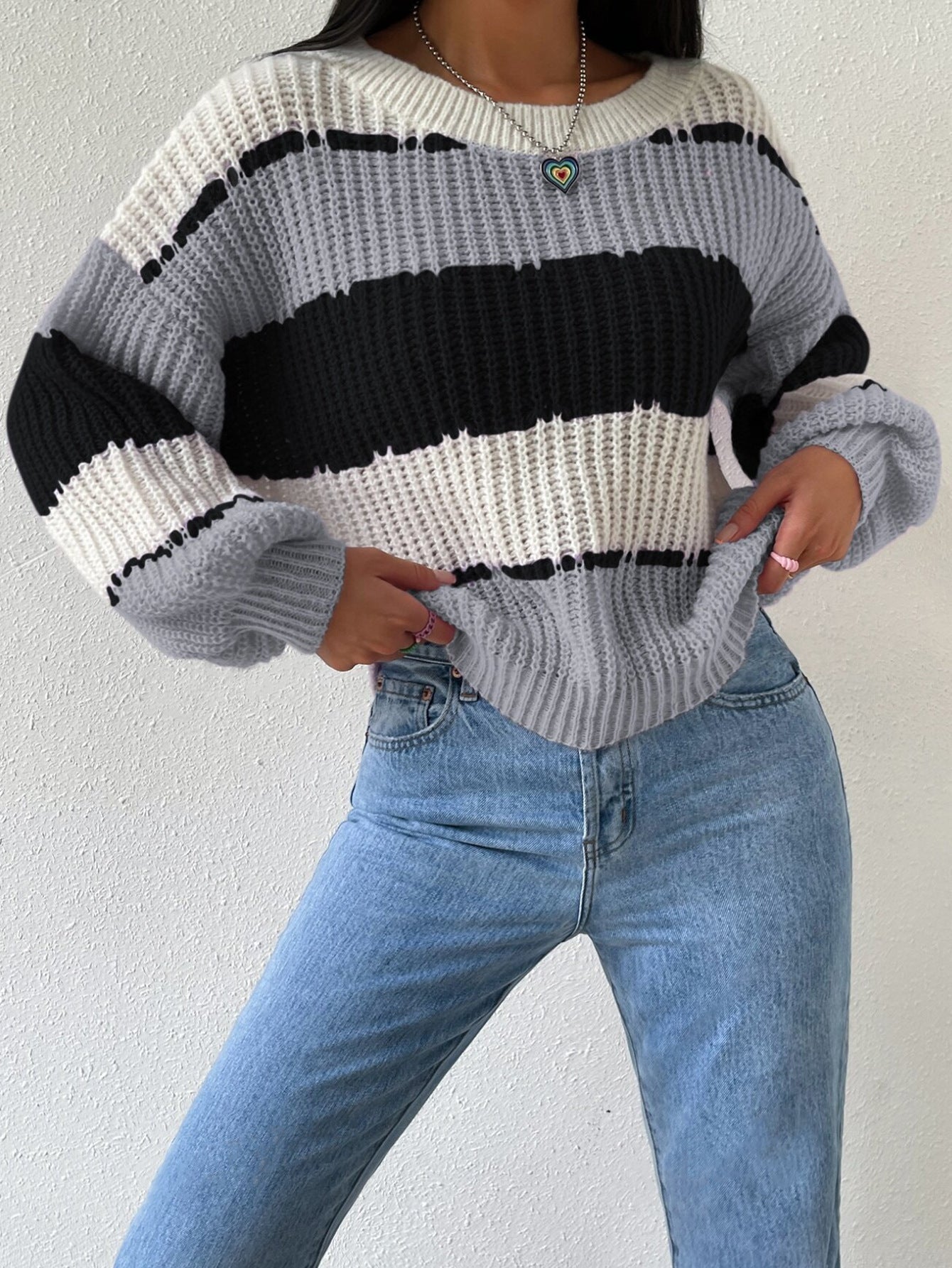 Pull Femme Rayé En Maille Douce Taylor Pullover Polyvalent Pour Décontracté Quotidien Et Superposition