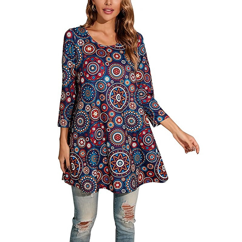 Damen Tunika mit einzigartigem Mandala-Druck Amawinc