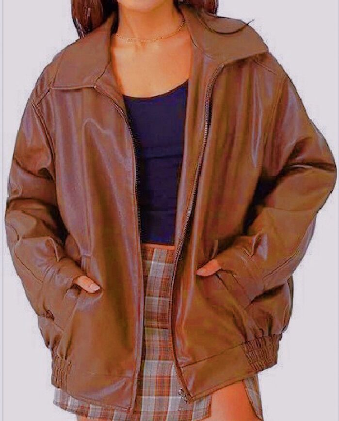 Damen lässige Kunstjacke mit elastischem Bund und praktischen Taschen Amawinc