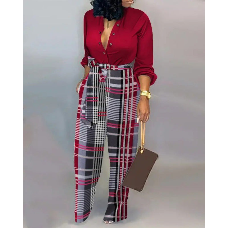 Damen Denim Jumpsuit mit modischem Patchwork-Design und praktischen Taschen Amawinc