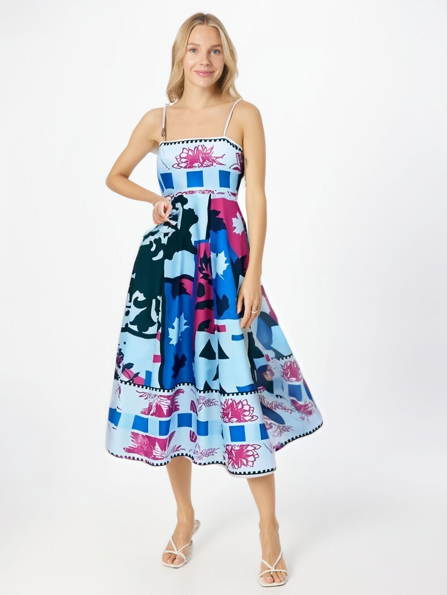 Robe Maxi Sans Bretelles Pour Femme À Taille Haute Fluide Imprimé Abstrait Vacances