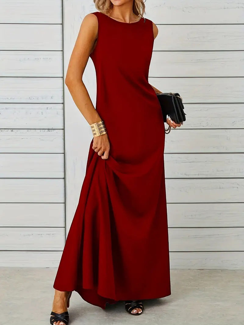 Robe Femme Sans Manches Coton Léger Coupe Décontractée Design Minimaliste Pour Été