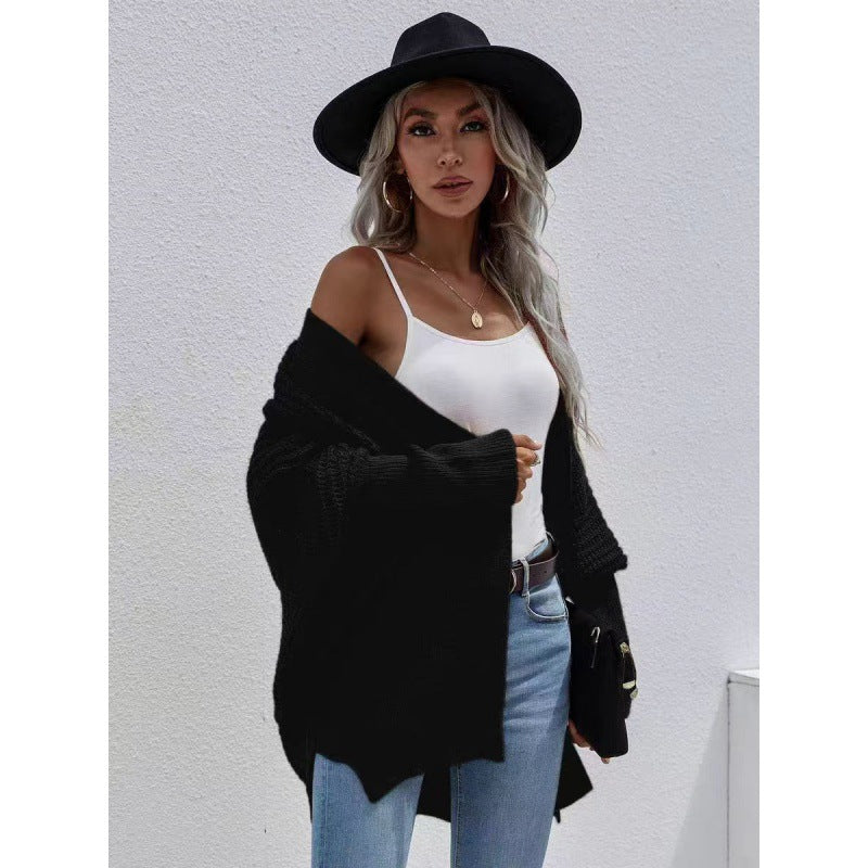 Damen luftige Strickjacke mit offenes Design und feiner Maschenstruktur Amawinc