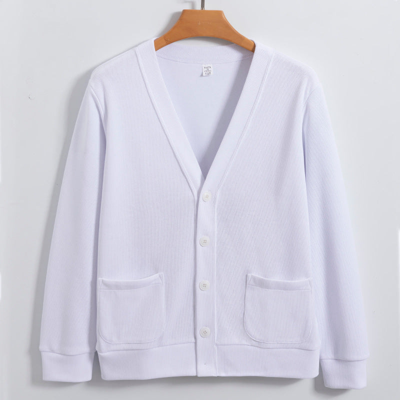 Amawinc Cardigan Homme En Coton Maille Décontracté Col V Boutons Poches Pull Polyvalent Élégant