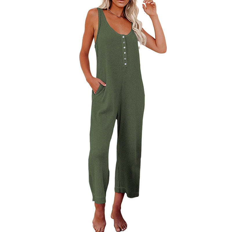 Damen Jumpsuit mit Knopfleiste und praktischen Taschen Amawinc