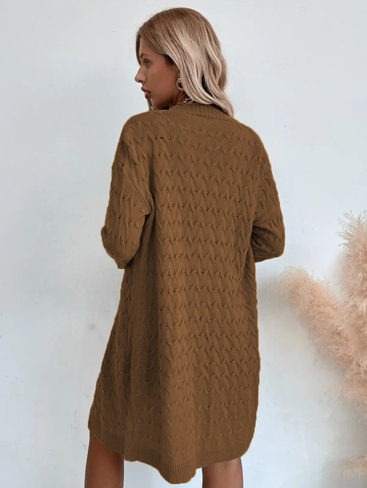 Damen Großer Strickmantel mit strukturiertem Muster und lässigem Schnitt Amawinc