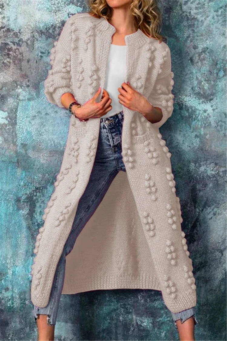 Grace Cardigan Longue En Maille Ouverte Devant Avec Texture Pour Femme Élégance Décontractée Et Confortable