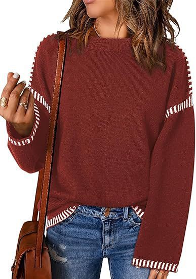 Damen modischer Pullover mit strukturiertem Material und streifenförmigen Details Amawinc
